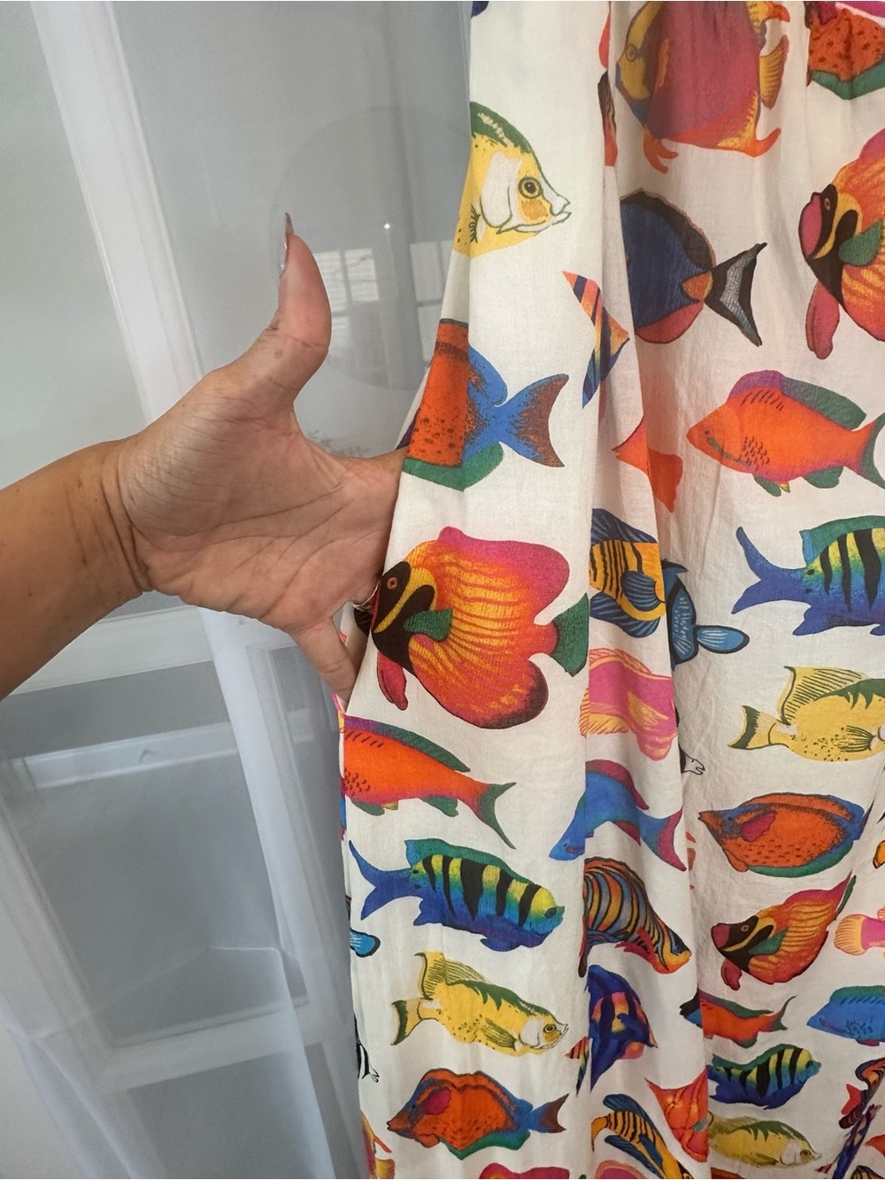Mumu Skylar Maxi Dress Tropical Fish Spaghetti Strap Maxi Dress L - Picture 4 of 13